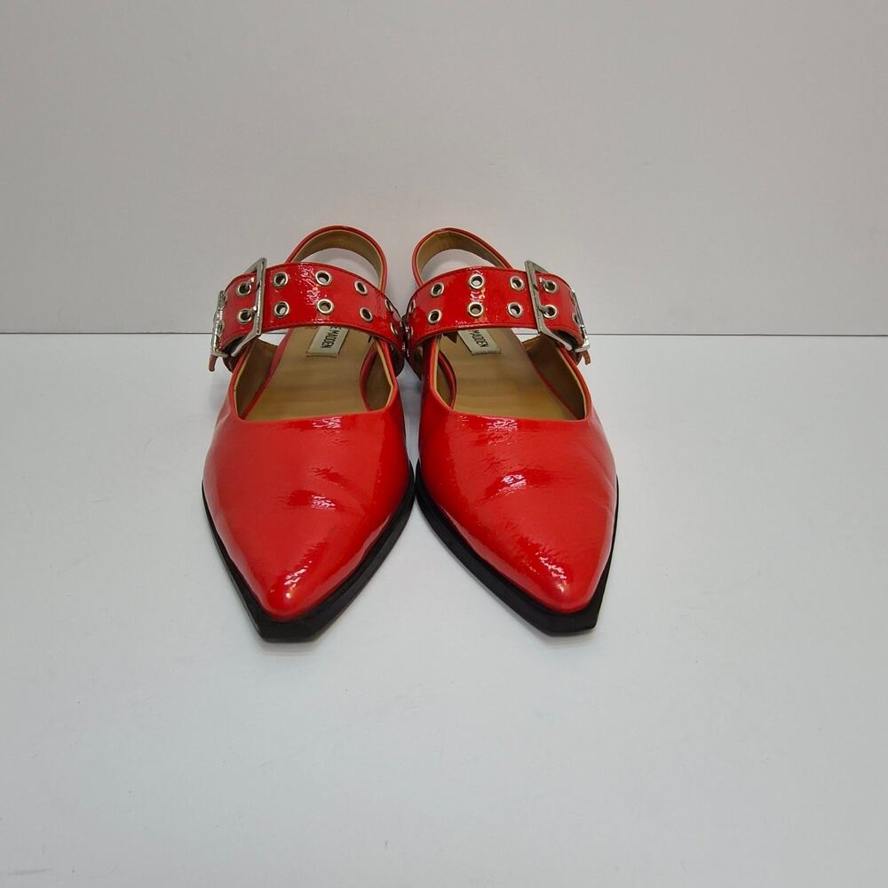 Red Pointed Toe Slingback Flats Mary Jane Grommet Buckle Steve Madden Size 7